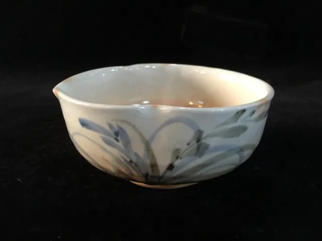 Q1577 Japanese Vintage Pottery Bowl Cup KOBACHI Signed Tableware Flower