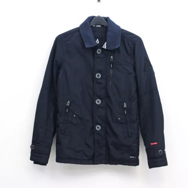 Gaastra Uomo S Cappotto Giacca a Vento Pile Colletto Blu Navy Inverno Zip Top