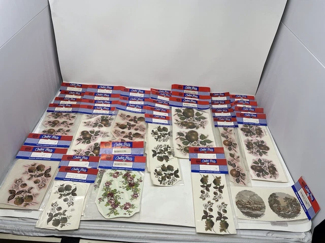 De colección 36 NUEVOS paquetes color británico tobogán de agua calcomanías de cerámica flores frutales