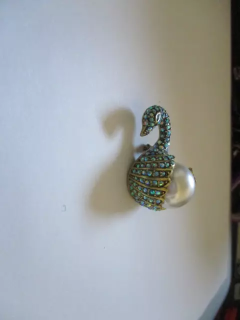 Signed Heidi Daus Swan Pin Brooch