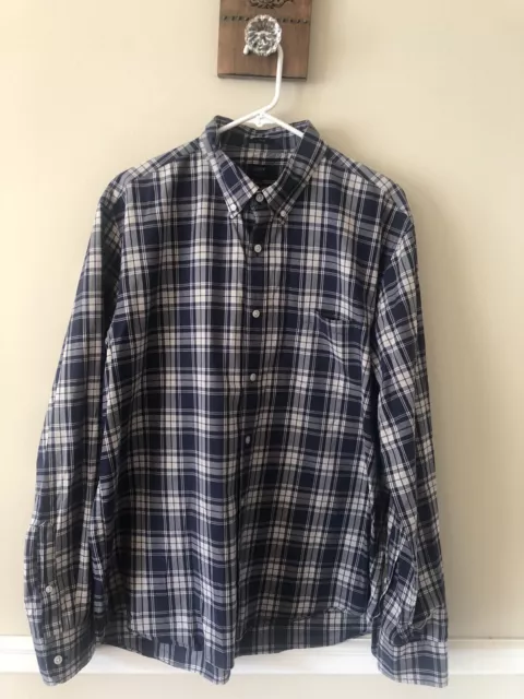 JCrew Factory Mens Size XL Flex Washed Slim Fit Plaid Long Sleeve Shirt