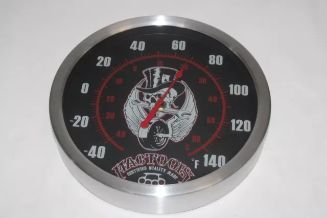 Mac Tools Thermometer The Original Jumbo Dial 1938 Skull Top Hat Poker Rare 10”