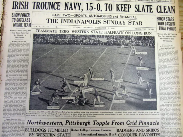 3 1938 headline newspapers w NOTRE DAME Football and LARGE ACTION PHOTOS