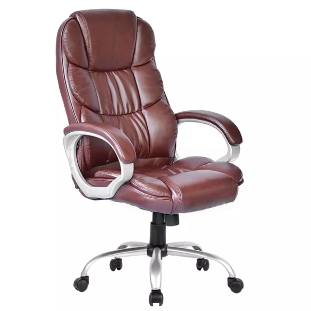 High Back Leather Executive Office Desk Task Computer Chair w/Metal Base O10R