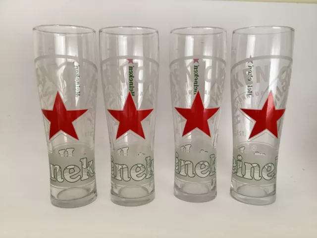 4 x Heineken Pint Glasses Red Star 20oz Brand New Man Cave