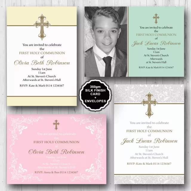 10 First Holy Communion Confirmation Christening Baptism Invitations Invites