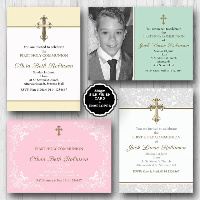 10 FIRST HOLY Communion Confirmation Christening Baptism Invitations