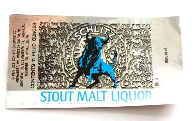 United States Schlitz Stout Malt Liquor Bull Buffalo Beer label Bieretikett