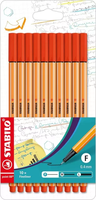 10x STABILO point 88 Fineliner Set in Rot - Neu OVP NEU