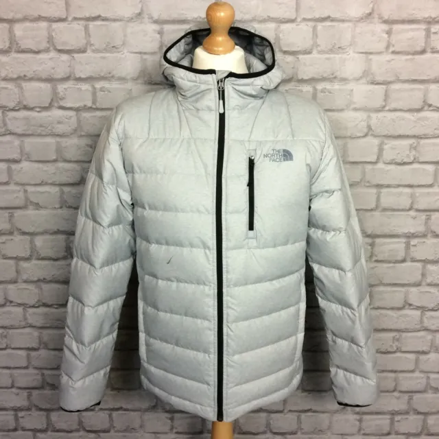 The North Face Mens Grey Aconcagua Padded 550 Down Silver Logo Jacket Rrp Â£175