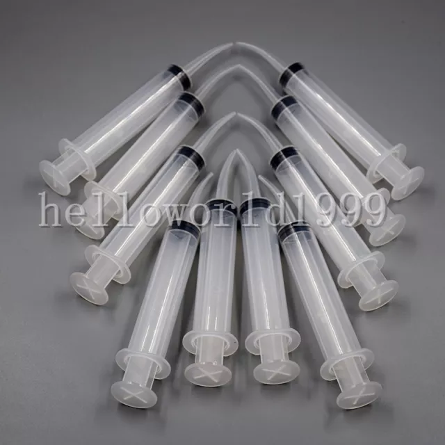 10 Pcs Disposable Dental Irrigation Syringe Curved Tip Utility Hobby Tools 12ML