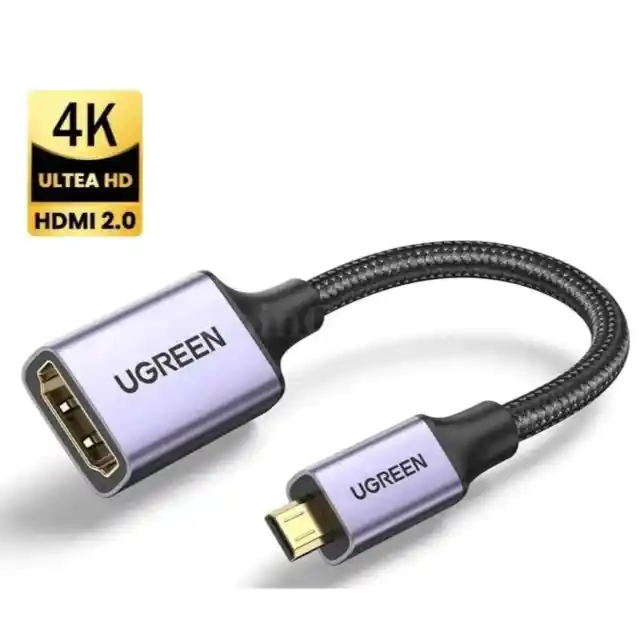 Ugreen Micro HDMI Adapter 4K/60Hz 3D for GoPro Hero 7 Raspberry Pi 4 Sony Nikon
