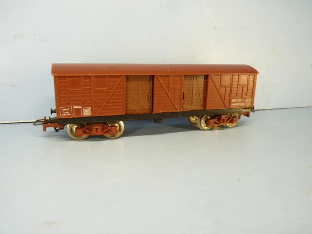 Smcf Ho Wagon Couvert Americain Sncf a Boggies Marron En Metal Avec Sa