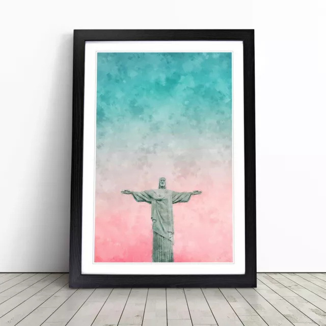 Corcovado In Rio De Janeiro Brazil Abstract Wall Art Print Framed Canvas Picture