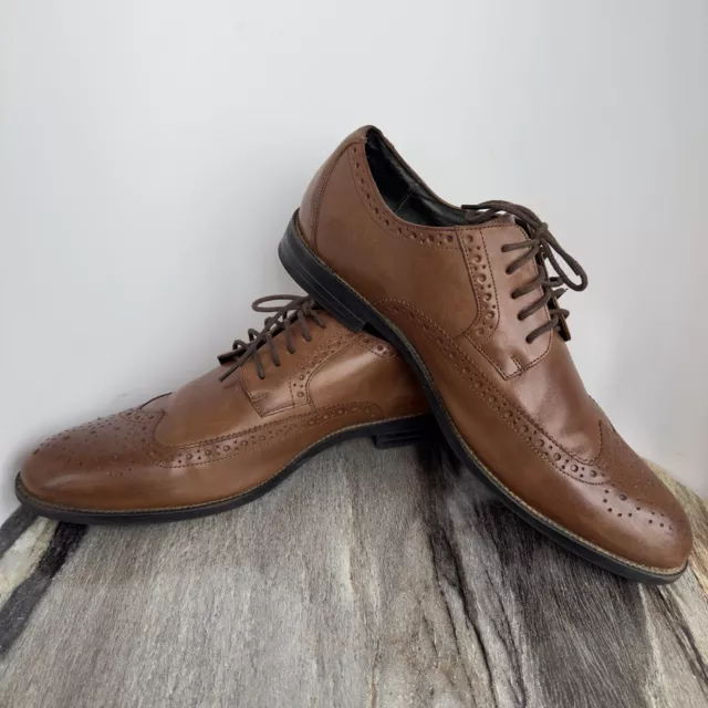 STACY ADAMS MEN Sz. 10.5 Brown Leather Dress Shoes Oxford Lace Up $21. ...