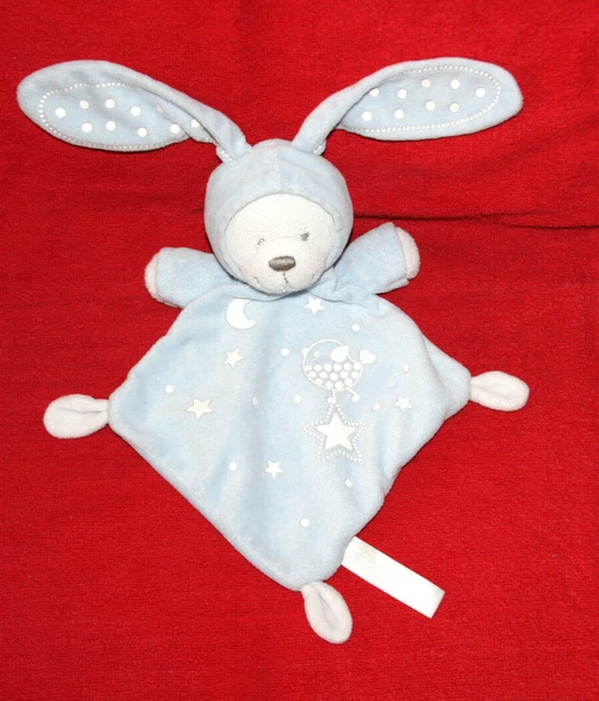Nicotoy Simba Doudou Ours Deguise Lapin Plat Bleu Blanc Lune Etoile Luminescent