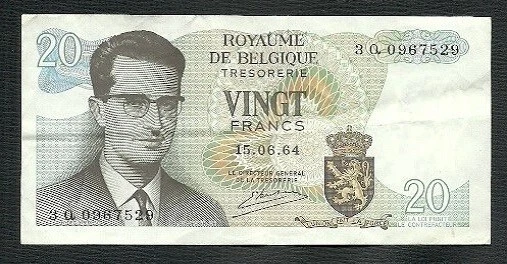 Belgique  = Un  Billet De 20 Francs  De 1964