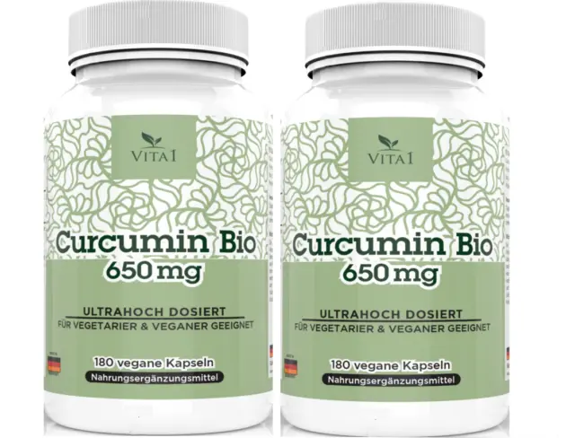 Bio Kurkuma + Bioperine 180 Kapseln 3600 mg pro Tag Curcuma Curcumin Turmeric