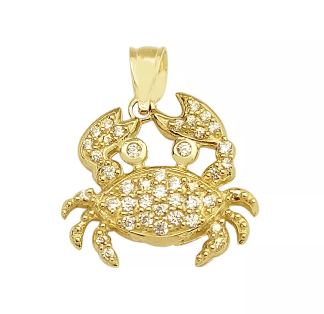 10K Yellow Gold Crab Necklace Pendant Zodiac Cancer Charm