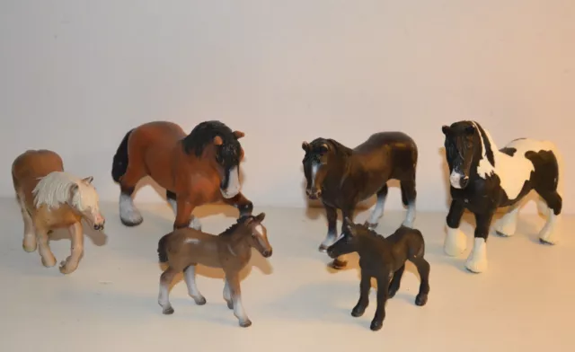 Lot d'animaux plastique chevaux poulain poney personnage SCHLEICH BULLYLAND