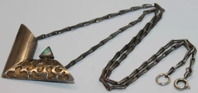 A0186 - 925er Silber Collier Halskette Opal - 60er 70er Jahre Schmuck - 42,5 cm 3