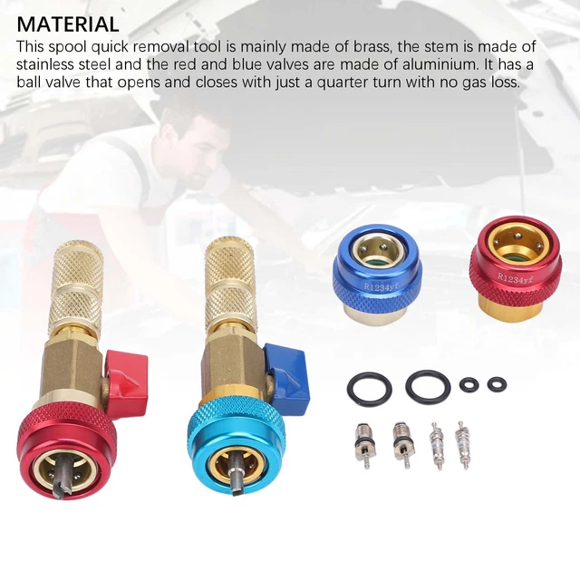Anyhut 16 Pcs AC Valve Core Repair Kit For Car Air Conditioning - R134a R12 Sealing Caps & Tool