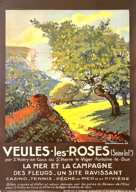 affiche originale ancienne Veules les roses par C Marchand