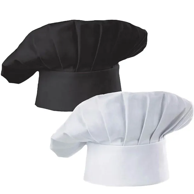 2Pcs Professional Chefs Catering Hat Men Cap Cook Food Prep Kitchen Round Cap US