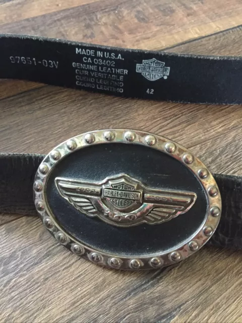 Harley Davidson 100 Year Anniversary Belt Buckle And Belt Size 42