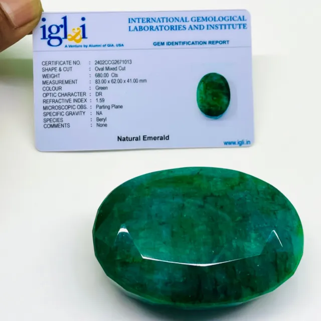 680 Cts Certified Natural Emerald Stunning Green Huge Oval Cut Loose Gemstone
