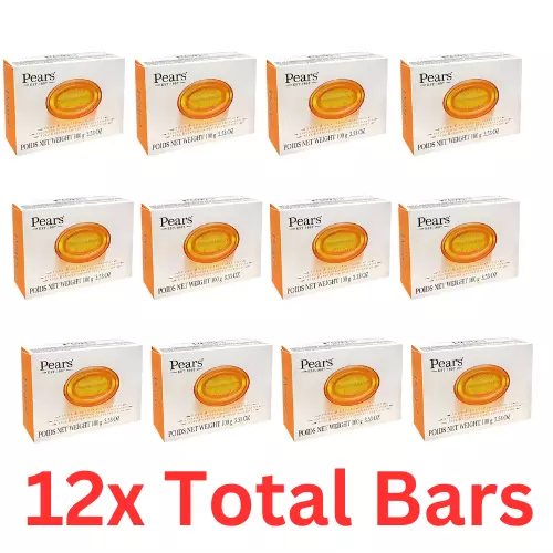 (12) Barras de jabón de glicerina transparente peras cuidado suave 3,5 oz 100 g barra cada una NUEVAS