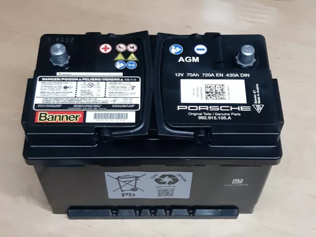 ORIGINAL BANNIÈRE PORSCHE AGM VRLA Batterie 12V 70Ah 720A 430A