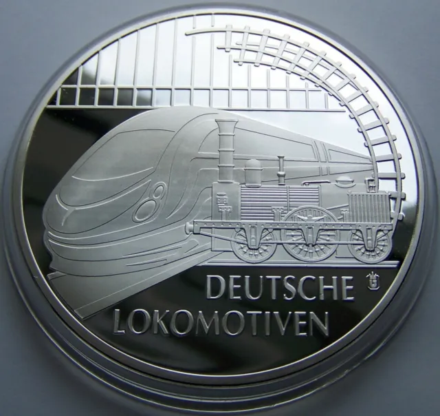 Lokomotive / Zug / Eisenbahn - Drache - 70 Mm - Medaille - Silber Auflage - Pp 2
