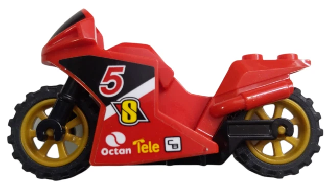 RARE LEGO RED Crotch Rocket Motorcycle Minifig Bike, EXC Cond, No
