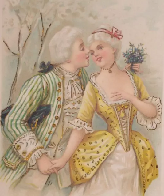 Art Nouveau Victorian Couple Romance Gilt Miosotis Vintage Antique Postcard S 70