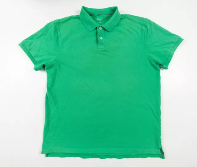 JCrew Polo Shirt Men's XLarge Green Short Sleeve Repp Polo Slim Fit Adult Preppy