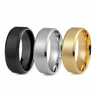 Men Black Stainless Titanium Color Ring Wedding Lover Couple Rings Women 6-12