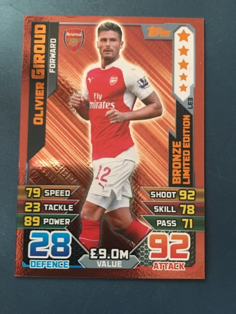 2015 2016 Match Attax Olivier Giroud Bronze Limited Edition 15 16 Le3 Arsenal