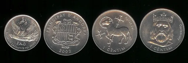 Andorra 1999-2002 4 Pc. Coin Set Km 171-178 Unc