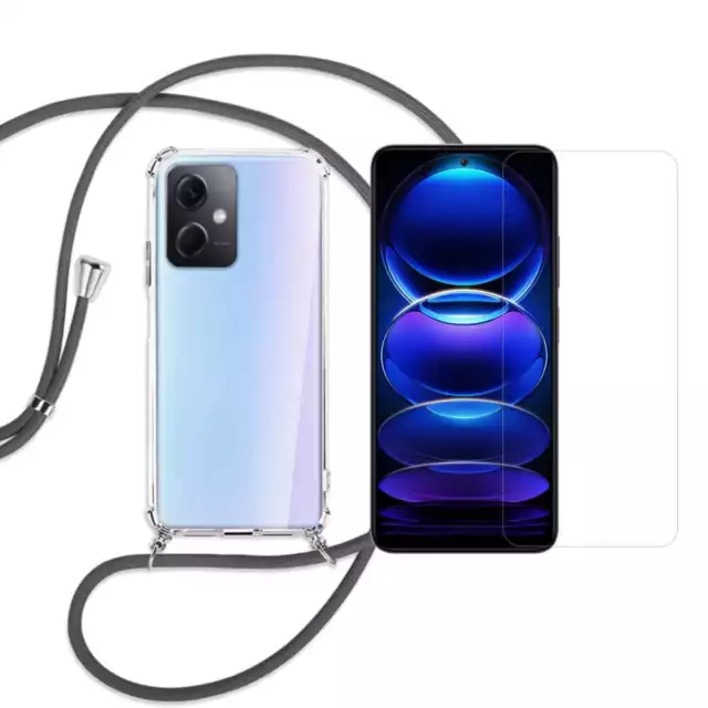Coque rigide avec collier cordon + Verre trempé pour Xiaomi Redmi note 12 Pro