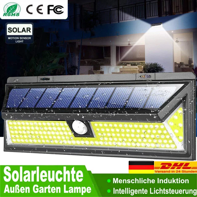 180LED Solarleuchte mit Bewegungsmelder Außen Solarlampe Sensor Garten Licht DHL