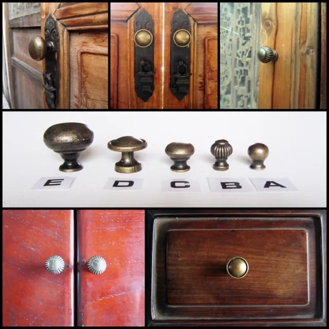 6 boîtes à bijoux en laiton antique tiroir armoire porte fenêtre poignée bouton de traction