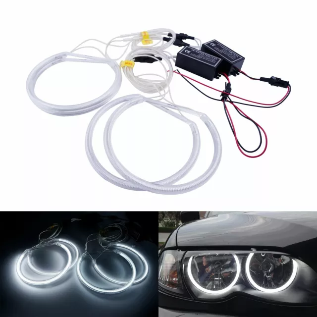 White Angel Eyes Light CCFL Halo Rings Projector Headlight For BMW E46 3 Series