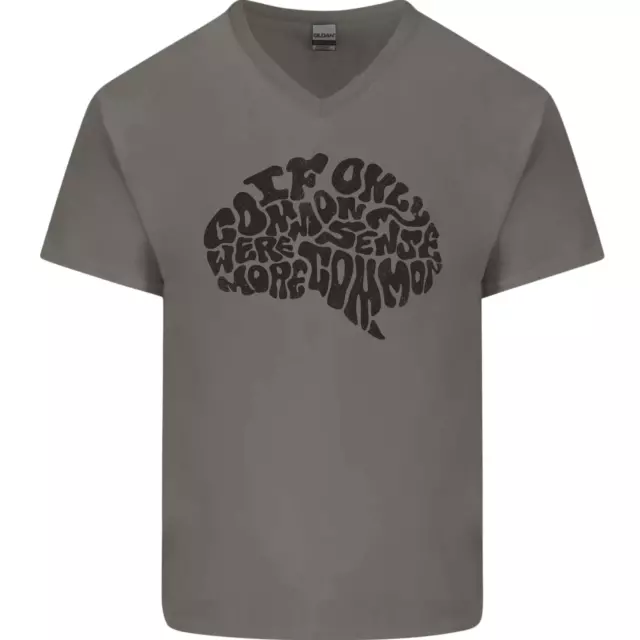 T-shirt da uomo scollo a V cotone scollo a V divertente sarcasmo comune senso