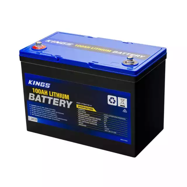 Kings 12V 100Ah Lithium LiFePO4 Battery | BMS | 2000+ Cycles 2yr warranty