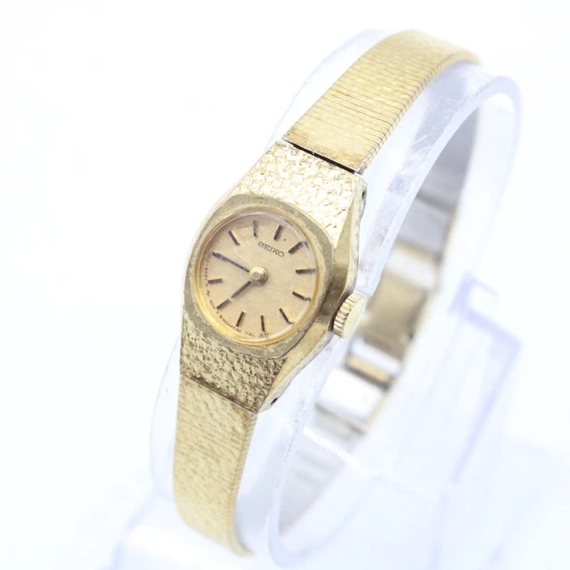 VINTAGE SEIKO WATCH Womens Gold Tone Stainless Steel Singapore Movt 90