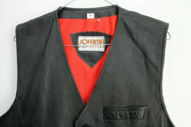 JOFAMA Black Leather Vest Button Biker Cowboy Western Casual Waistcoats Size 56