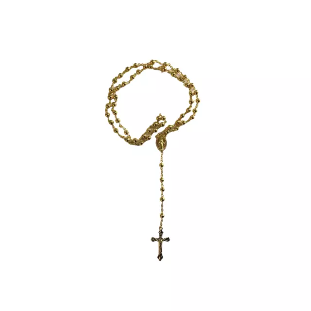 Gold Plate Metal Rosary Necklace With Gift Box