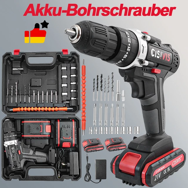 CONENTOOL 21V Akkuschrauber Set – 45 Nm Drehmoment, 2000mAh Akku, 30-teiliges Zubehör, Für Heimwerker