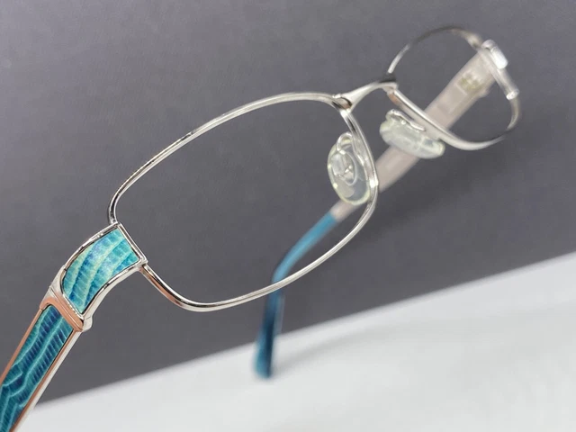 TODS EYEGLASSES FRAMES woman Silver Blue Angular Rectangular Snake Full ...